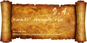 Vankó Annamária névjegykártya